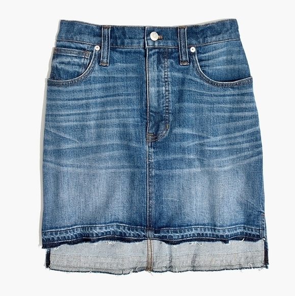 Madewell Skirt Denim High Low Jean Skirt Size 27 - Picture 3 of 14